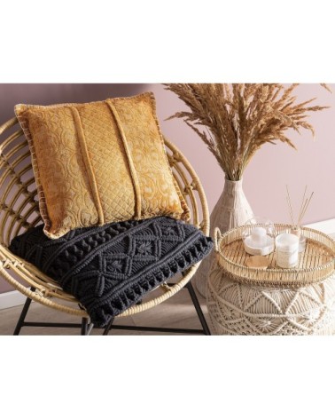 Coussin décoratif en tissu jaune 45x10cm