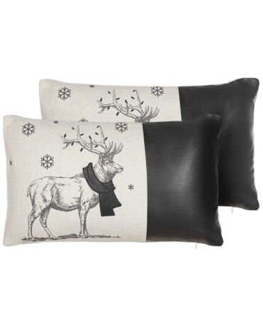 Lot de 2 coussin décoratifs en tissu blanc 30x10cm