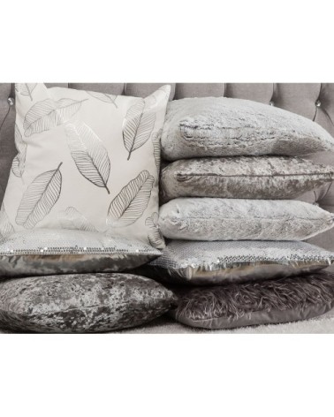 Lot de 2 coussin décoratifs en tissu gris 45x12cm