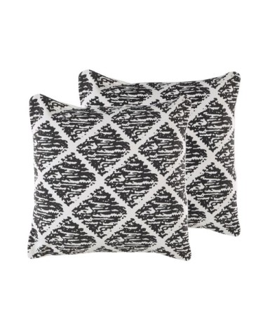 Lot de 2 coussin décoratifs en tissu noir 45x12cm