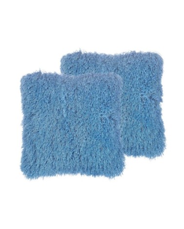 Lot de 2 coussin décoratifs en tissu bleu 45x12cm
