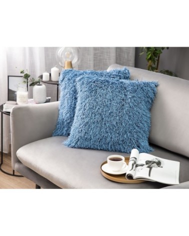 Lot de 2 coussin décoratifs en tissu bleu 45x12cm