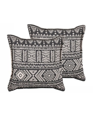 Lot de 2 coussin décoratifs en tissu noir 45x12cm