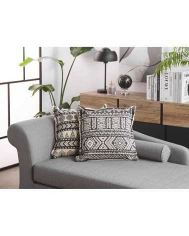 Lot de 2 coussin décoratifs en tissu noir 45x12cm