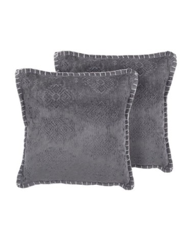 Lot de 2 coussin décoratifs en tissu gris 45x12cm
