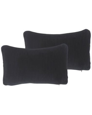 Lot de 2 coussin décoratifs en tissu noir 30x12cm