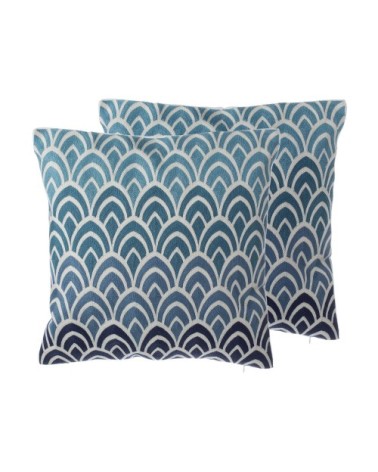 Lot de 2 coussin décoratifs en tissu bleu 45x12cm