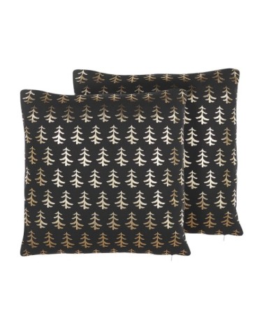 Lot de 2 coussin décoratifs en tissu noir 45x10cm