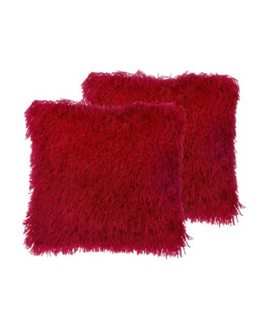 Lot de 2 coussin décoratifs en tissu rouge 45x12cm