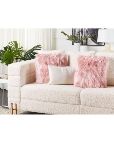 Lot de 2 coussin décoratifs en tissu rose 42x12cm