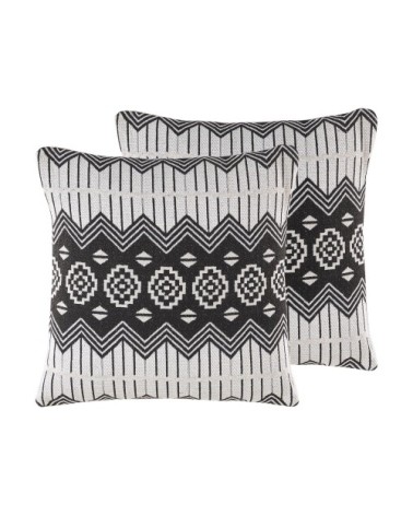 Lot de 2 coussin décoratifs en tissu noir blanc 45x12cm