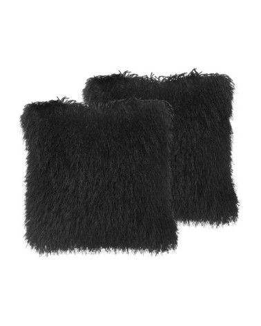 Lot de 2 coussin décoratifs en tissu noir 45x12cm