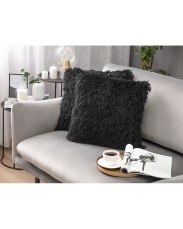 Lot de 2 coussin décoratifs en tissu noir 45x12cm