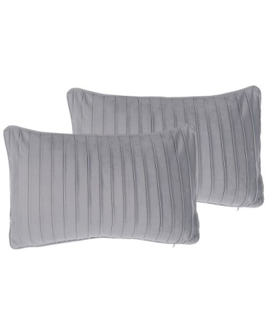 Lot de 2 coussin décoratifs en tissu gris 30x12cm