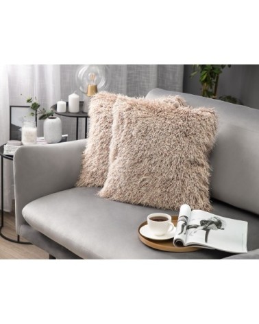 Lot de 2 coussin décoratifs en tissu beige 45x12cm