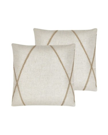 Lot de 2 coussin décoratifs en tissu beige 45x12cm