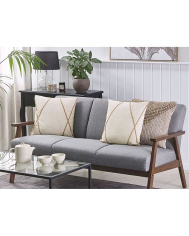 Lot de 2 coussin décoratifs en tissu beige 45x12cm