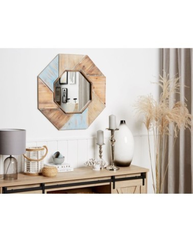 Miroir en bois solide bois foncé 77x77