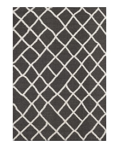 Tapis salon avec  franges motif en relief noir - 160x230