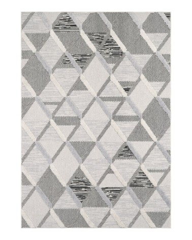 Tapis salon de style moderne motif relief gris et anthracite - 160x230