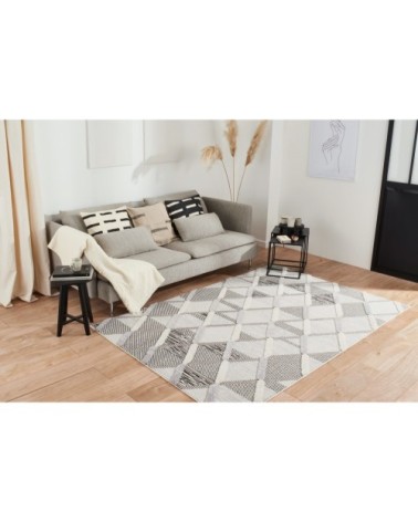 Tapis salon de style moderne motif relief gris et anthracite - 160x230