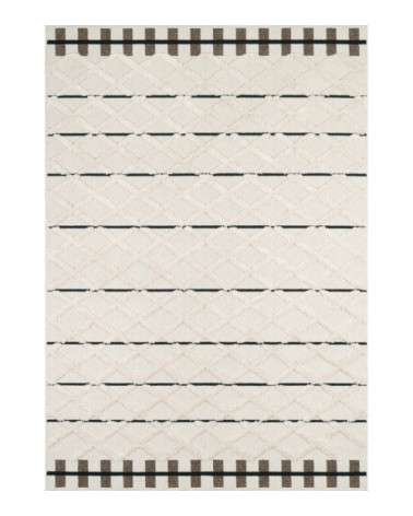 Tapis salon crème et marron motif en 3D - 120x170