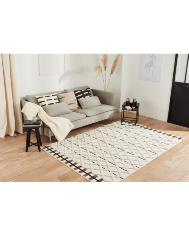 Tapis salon crème et marron motif en 3D - 120x170