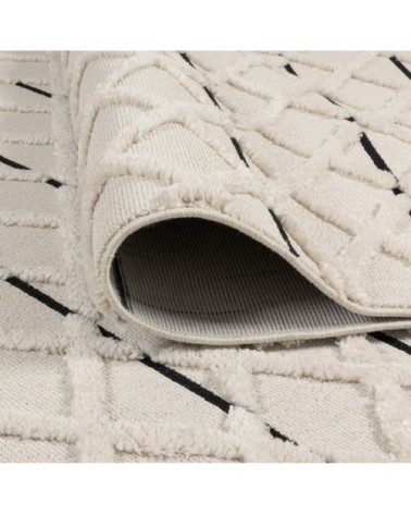 Tapis salon crème et marron motif en 3D - 160x230