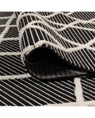 Tapis à relief motif lignes croisées noir - 80x150