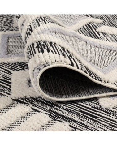 Tapis salon motif losange en 3D anthrcaite et noir - 160x230