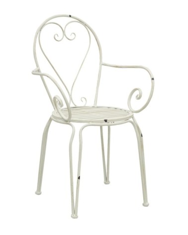 Fauteuil en métal blanc antique