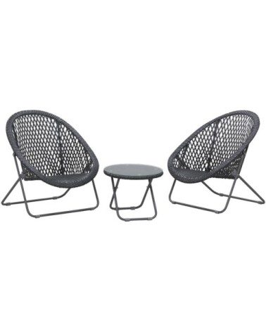 Salon de jardin en polyrésine et métal kent (lot de 3) noir