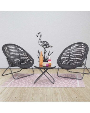 Salon de jardin en polyrésine et métal kent (lot de 3) noir