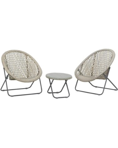 Salon de jardin en polyrésine et métal kent (lot de 3) gris