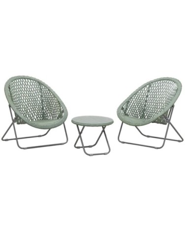 Salon de jardin en polyrésine et métal kent (lot de 3) vert