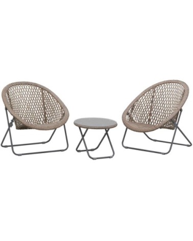 Salon de jardin en polyrésine et métal kent (lot de 3) cuivre