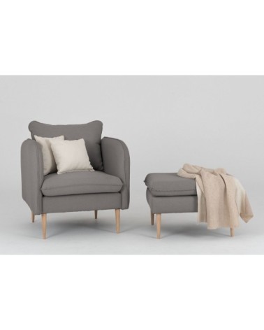 Fauteuil rembourré mousse haute résilience tissu gris foncé