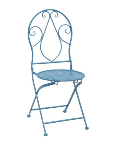 Chaise pliante en métal bleu