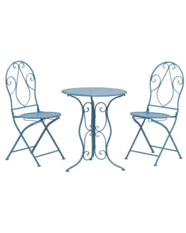 Chaise pliante en métal bleu