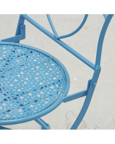 Chaise pliante en métal bleu