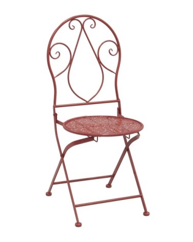 Chaise pliante en métal rouge