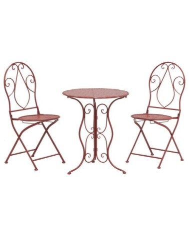 Table ronde en métal rouge