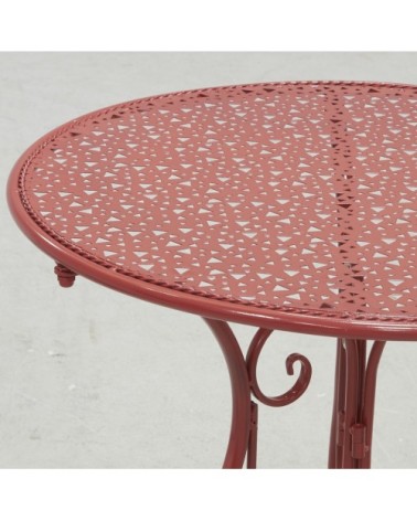 Table ronde en métal rouge