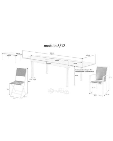 Ensemble de jardin design 12 personnes Modulo