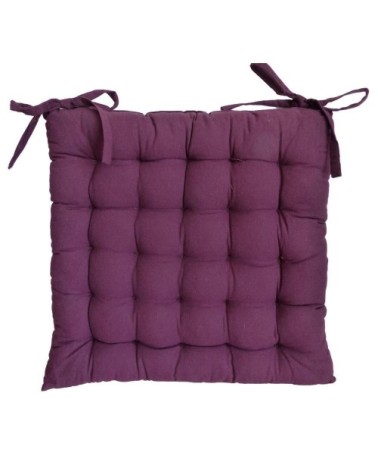 Galette de chaise en coton uni 40 cm 25 points aubergine