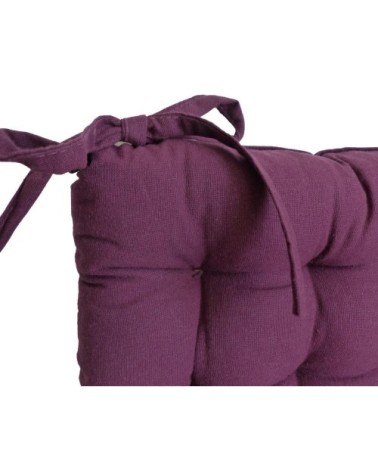 Galette de chaise en coton uni 40 cm 25 points aubergine