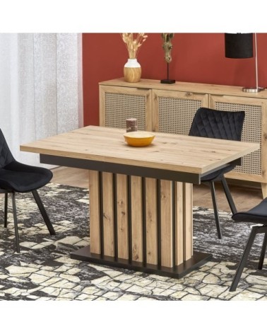 Table à manger extensible chêne et noir 130cm