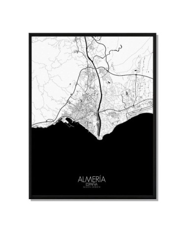 Affiche Almeria Carte N&B 40x50