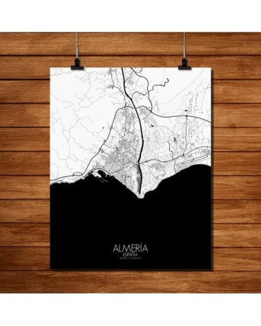 Affiche Almeria Carte N&B 40x50