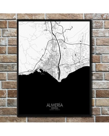 Affiche Almeria Carte N&B 40x50
